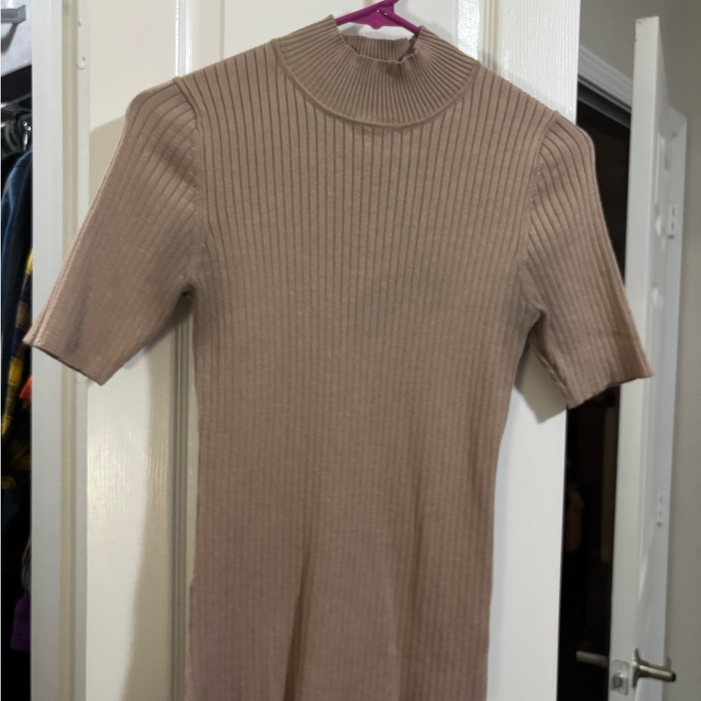Madison Ribbed Beige Knit Top